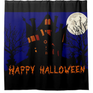Happy Halloween Haunted House Shower Curtain