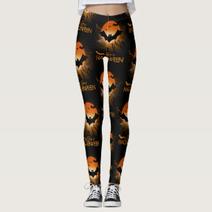 Happy Halloween Haunted House Spooky Fall Fashion  Leggings