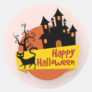 Happy Halloween Haunted House   Sticker Seal