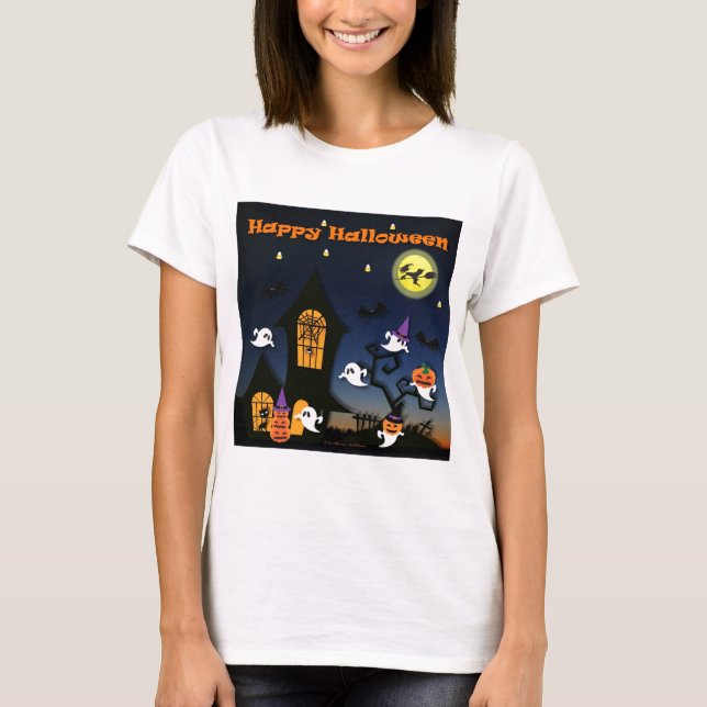 Happy Halloween Haunted House T-Shirt (Front)