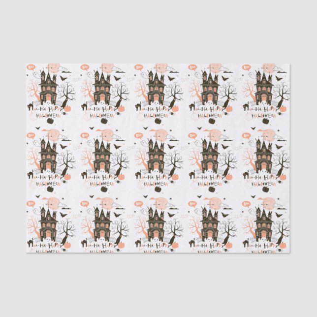Happy Halloween Haunted House Tissue Paper (Front)