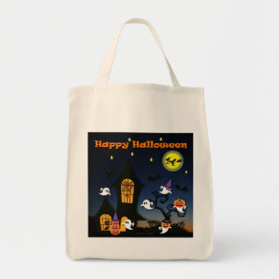 Happy Halloween Haunted House Tote Bag