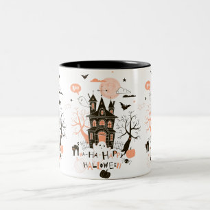 Happy Halloween Haunted House Two-Tone Coffee Mug