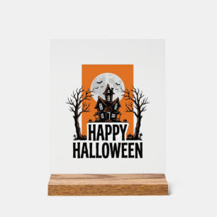 Happy Halloween Haunted House Vintage Graphic_1 Acrylic Sign