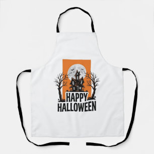 Happy Halloween Haunted House Vintage Graphic_1 Apron