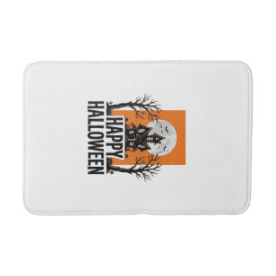 Happy Halloween Haunted House Vintage Graphic_1 Bath Mat