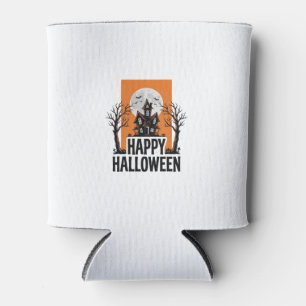 Happy Halloween Haunted House Vintage Graphic_1 Can Cooler
