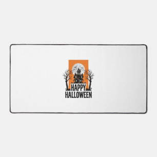 Happy Halloween Haunted House Vintage Graphic_1 Desk Mat