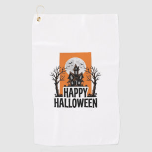 Happy Halloween Haunted House Vintage Graphic_1 Golf Towel