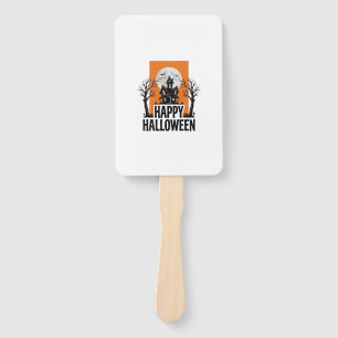 Happy Halloween Haunted House Vintage Graphic_1 Hand Fan