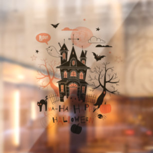 Happy Halloween Haunted House Window Cling