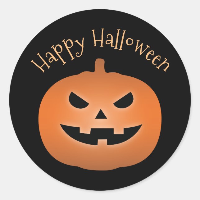 Happy Halloween Haunted Jack O Lantern Pumpkin Classic Round Sticker (Front)