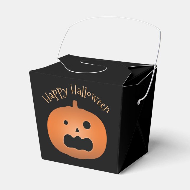 Happy Halloween Haunted Jack O Lantern Pumpkin Favour Box (Front Side)