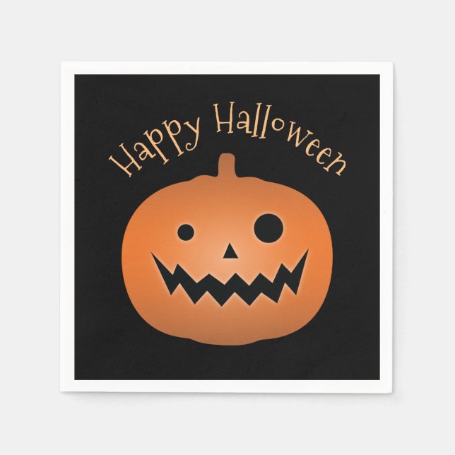 Happy Halloween Haunted Jack O Lantern Pumpkin Napkin (Front)