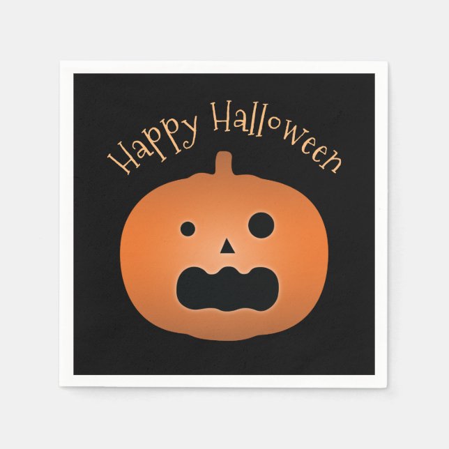 Happy Halloween Haunted Jack O Lantern Pumpkin Napkin (Front)