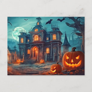 Happy Halloween Haunted Manor Postcard