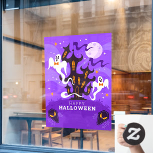 Happy Halloween Haunted Scene Window Cling