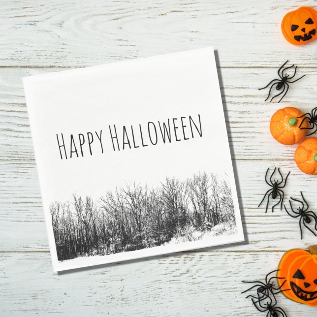 Happy Halloween Haunted Woods Spooky Gothic Napkin (Creator Uploaded)