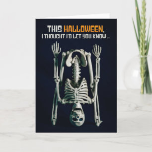 Happy Halloween Head Over Heels Skeleton Holiday Card