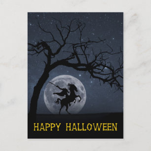 Happy Halloween Headless horseman Full moon Postcard