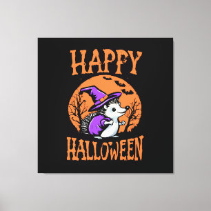 Happy Halloween Hedgehog Witch Canvas Print