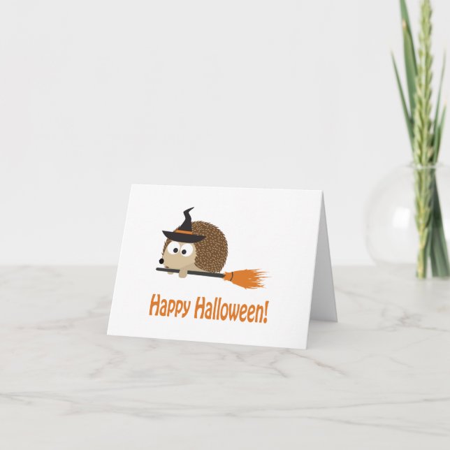 Happy Halloween! Hedgehog Witch Card (Front)