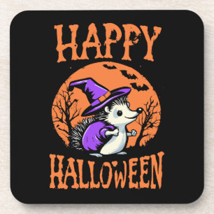 Happy Halloween Hedgehog Witch Coaster