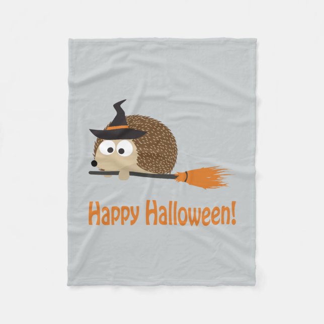 Happy Halloween! Hedgehog Witch Fleece Blanket (Front)