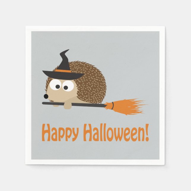 Happy Halloween! Hedgehog Witch Napkin (Front)