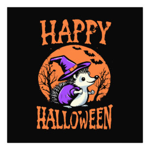 Happy Halloween Hedgehog Witch Photo Print