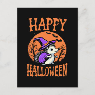 Happy Halloween Hedgehog Witch Postcard