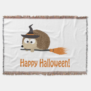 Happy Halloween! Hedgehog Witch Throw Blanket