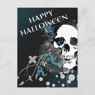 happy halloween hi-fi skull postcard