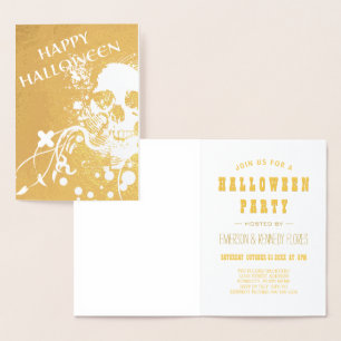 Happy Halloween HiFi Skeleton Gold Foil Card