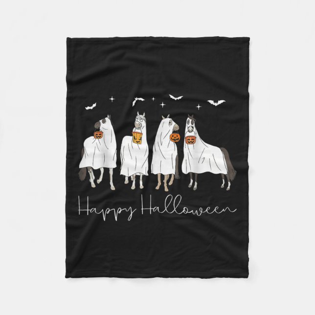 Happy Halloween Horse Ghost 2025  Fleece Blanket (Front)