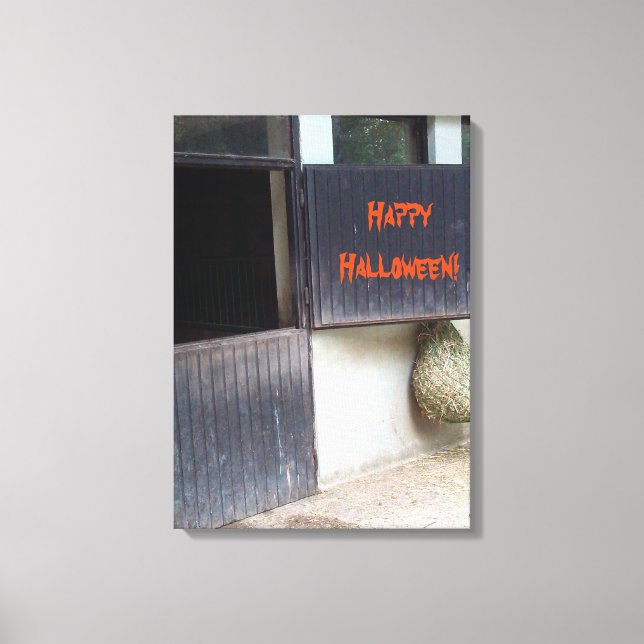 Happy Halloween Horse Stable Door Riding School Canvas Print (Front)