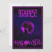 Happy Halloween Howling Dog Purple Moon