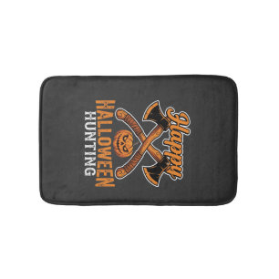 Happy Halloween Hunting Crossed Axes Pumpkin Bath Mat