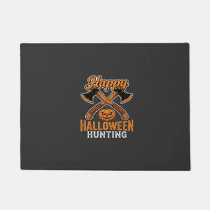 Happy Halloween Hunting Crossed Axes Pumpkin Doormat