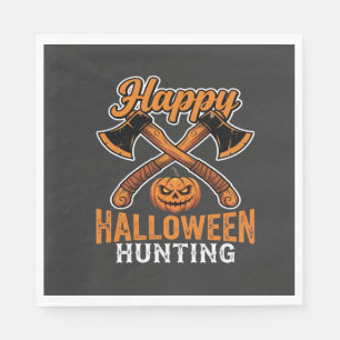 Happy Halloween Hunting Crossed Axes Pumpkin Napkin