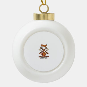 Happy Halloween Hunting Crossed Axes Pumpkin Runes Ceramic Ball Christmas Ornament