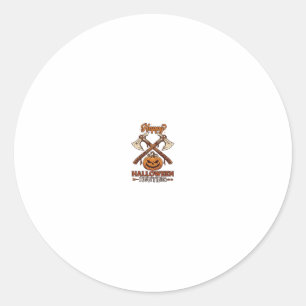 Happy Halloween Hunting Crossed Axes Pumpkin Runes Classic Round Sticker
