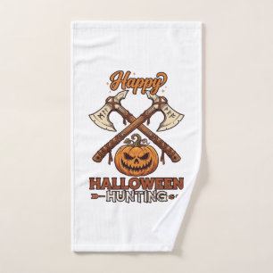 Happy Halloween Hunting Crossed Axes Pumpkin Runes Hand Towel