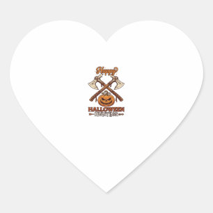 Happy Halloween Hunting Crossed Axes Pumpkin Runes Heart Sticker
