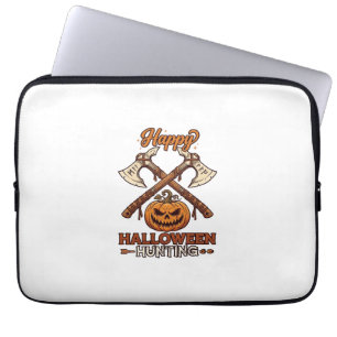 Happy Halloween Hunting Crossed Axes Pumpkin Runes Laptop Sleeve