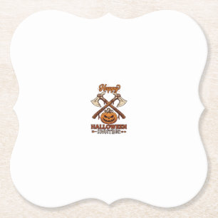 Happy Halloween Hunting Crossed Axes Pumpkin Runes Paper Coaster