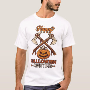 Happy Halloween Hunting Crossed Axes Pumpkin Runes T-Shirt