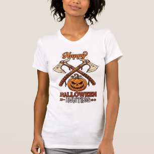 Happy Halloween Hunting Crossed Axes Pumpkin Runes T-Shirt