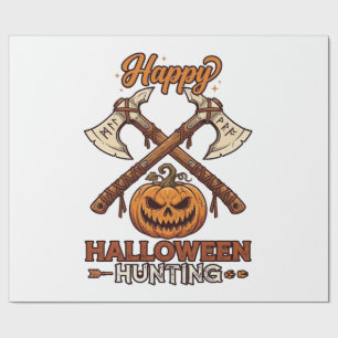 Happy Halloween Hunting Crossed Axes Pumpkin Runes Wrapping Paper