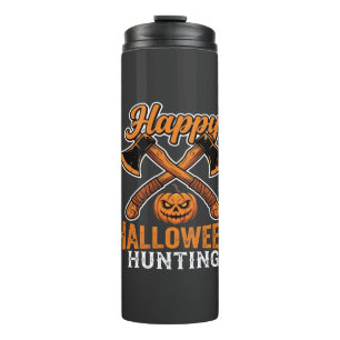 Happy Halloween Hunting Crossed Axes Pumpkin Thermal Tumbler